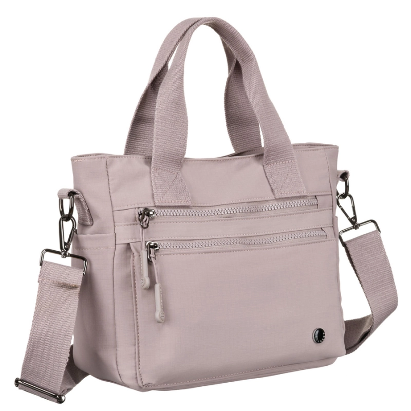 Lila shopperka damska Peterson z kieszeniami na suwak i regulowanym paskiem – niua.pl – wysyłka 24h, darmowa dostawa od 69 zł