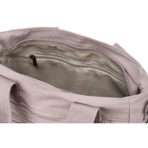 Niewielka shopperka damska z poliestru w kolorze lila z kieszeniami zamykanymi na suwak - Peterson