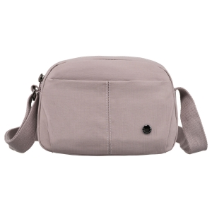 Dwukomorowa torebka damska we wrzosowym kolorze zawieszona na regulowanym pasku - Peterson