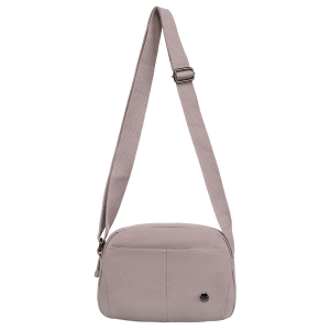 Dwukomorowa torebka damska we wrzosowym kolorze zawieszona na regulowanym pasku - Peterson