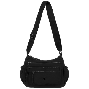 Jednokomorowa torebka damska z poliestru w czarnym kolorze - Peterson