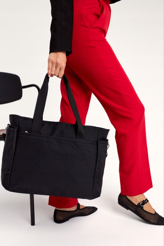 duża torba damska czarna z kieszeniami