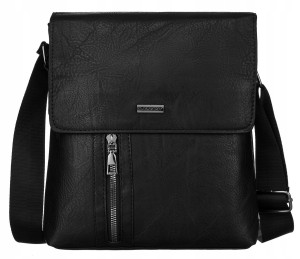 Czarna listonoszka męska Rovicky torba crossbody ze skóry ekologicznej