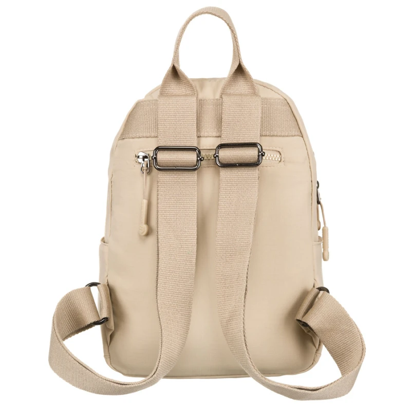 Beżowy, jednokomorowy plecak damski z poliestru zawieszony na regulowanych szelkach - Peterson