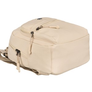 Beżowy, jednokomorowy plecak damski z poliestru zawieszony na regulowanych szelkach - Peterson