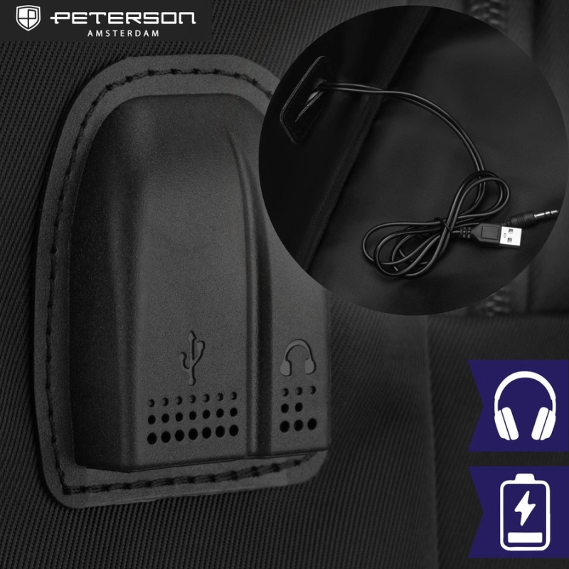 plecak biznesowy Peterson czarny z USB