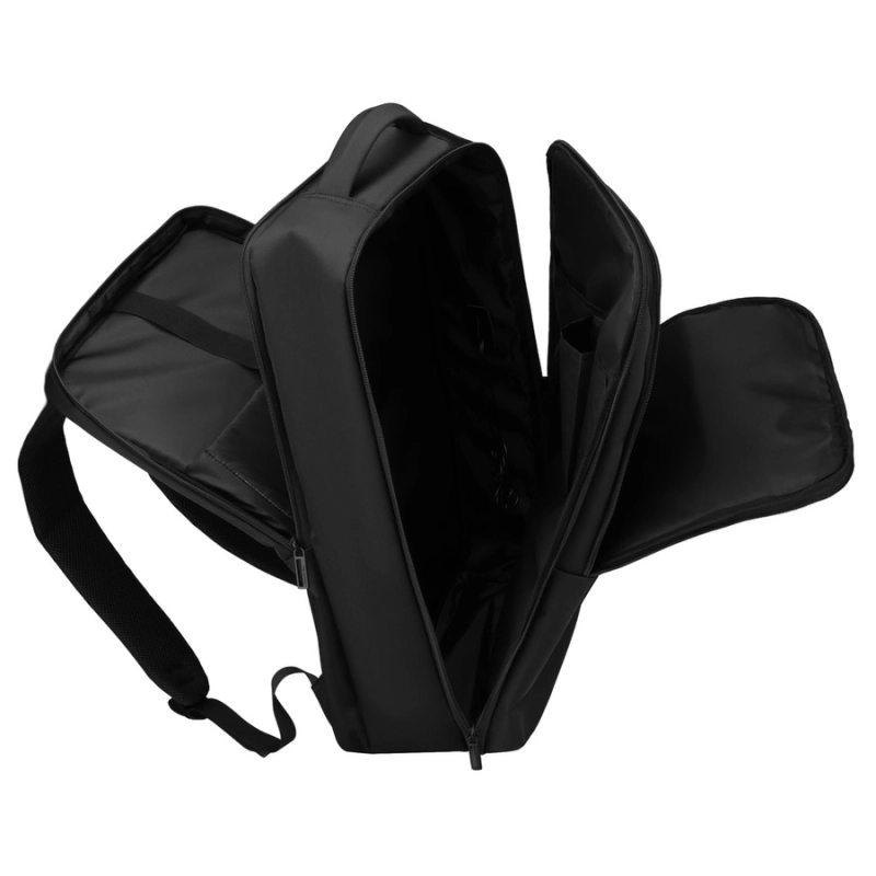 Podróżny, czarny plecak wykonany z poliestru, zawieszony na regulowanych szelkach - Peterson