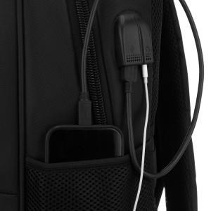 Plecak szkolny z poliestru w czarnym kolorze z portem USB - Peterson