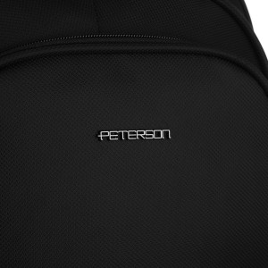 Plecak szkolny z poliestru w czarnym kolorze z portem USB - Peterson