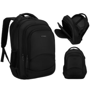 Plecak szkolny z poliestru w czarnym kolorze z portem USB - Peterson