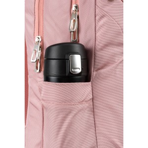 Różowy, miejski i pojemny plecak z nylonu z przegrodą na laptopa - Peterson