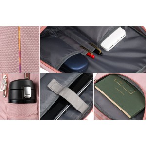 Różowy, miejski i pojemny plecak z nylonu z przegrodą na laptopa - Peterson