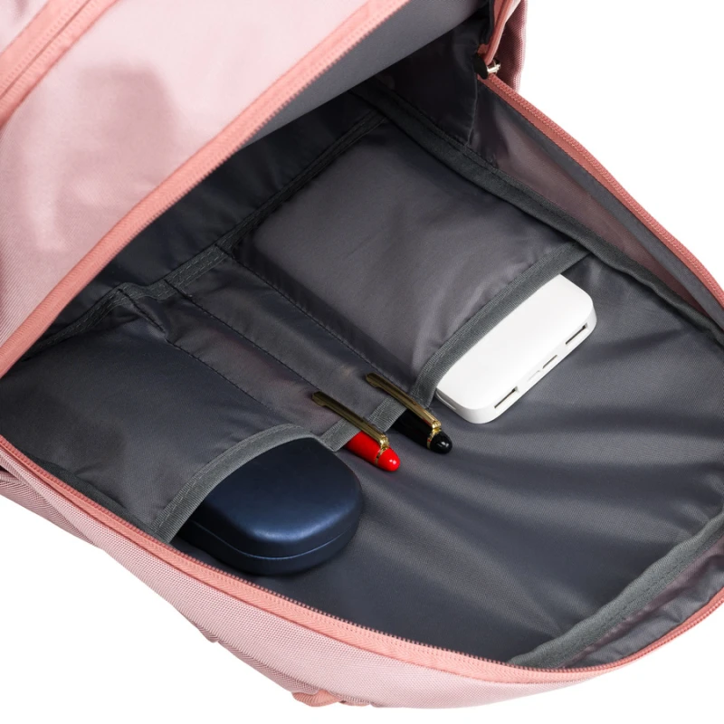 Różowy, miejski i pojemny plecak z nylonu z przegrodą na laptopa - Peterson