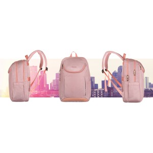 Różowy, miejski i pojemny plecak z nylonu z przegrodą na laptopa - Peterson