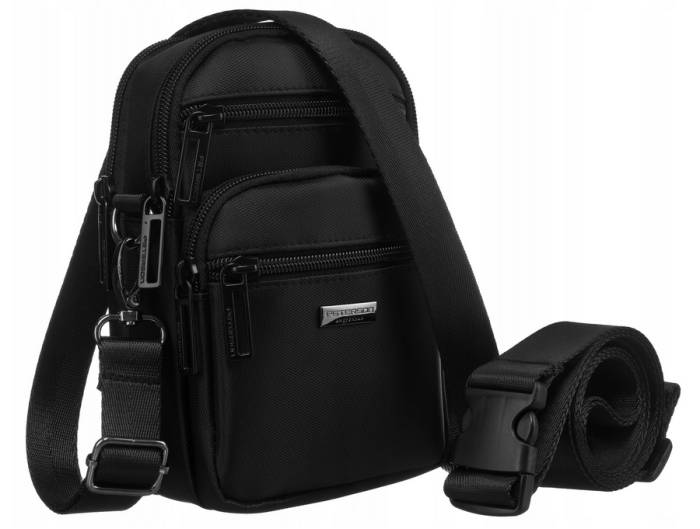 saszetka męska Peterson 2w1 czarna listonoszka nerka