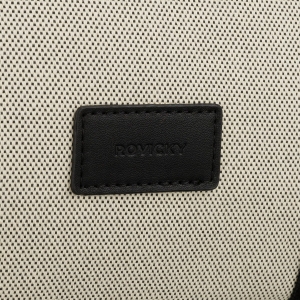 Duży shopper damski w beżowo-czarnym kolorze wykonany z włókna pomialidowego i skóry ekologicznej - Rovicky