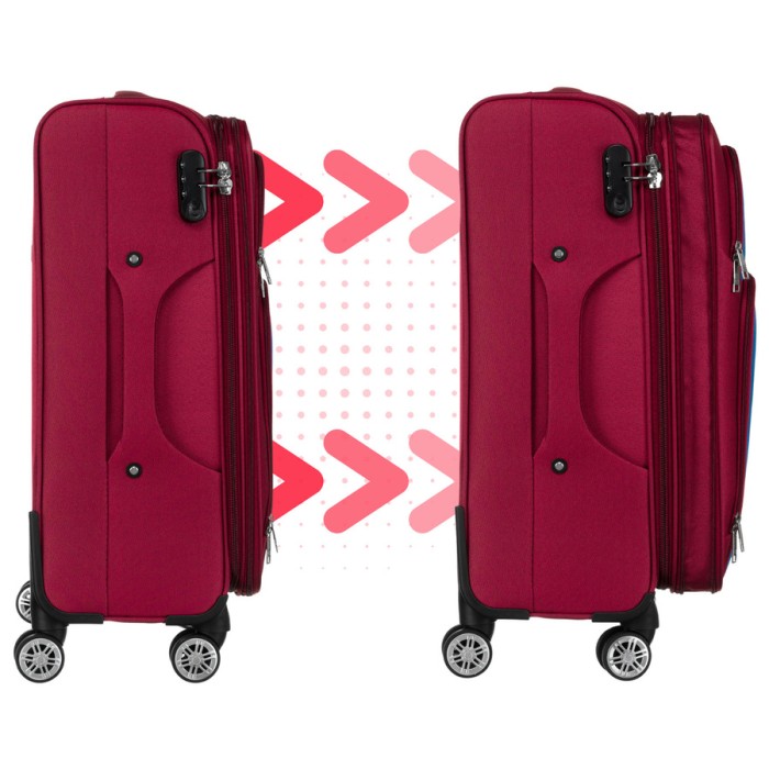 Duża walizka z wytrzymałej tkaniny poliestrowej w czerwono-niebieskim kolorze - Peterson