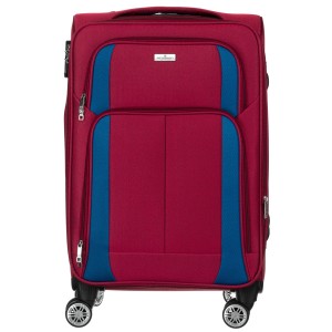 Duża walizka z wytrzymałej tkaniny poliestrowej w czerwono-niebieskim kolorze - Peterson