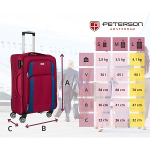 Duża walizka z wytrzymałej tkaniny poliestrowej w czerwono-niebieskim kolorze - Peterson