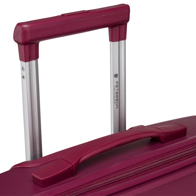 Średnia walizka na kółkach burgundowa z zamkiem szyfrowym i teleskopową rączką - Peterson