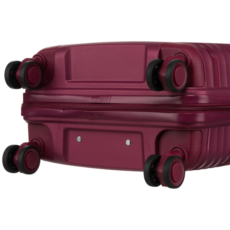 Średnia walizka na kółkach burgundowa z zamkiem szyfrowym i teleskopową rączką - Peterson