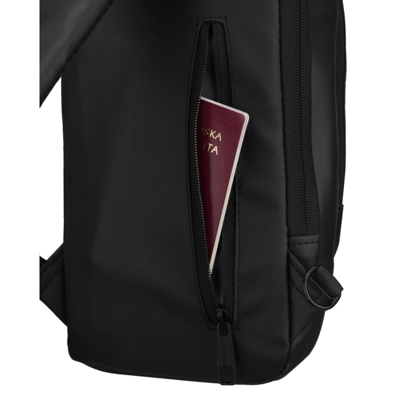 Czarna saszetka męska na ramię wykonana ze skóry ekologicznej - Rovicky