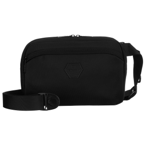 Sportowa saszetka w czarnym kolorze zamykana suwakiem, dwukomorowa - Peterson