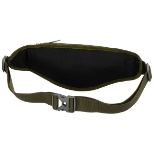 Praktyczna, pojemna saszetka z poliestru w zielonym kolorze, zamykana suwakiem ze stylowym karabińczykiem - Peterson