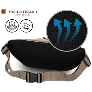 Praktyczna, jasnoszara saszetka sportowa z poliestru zawieszona na regulowanym pasku - Peterson