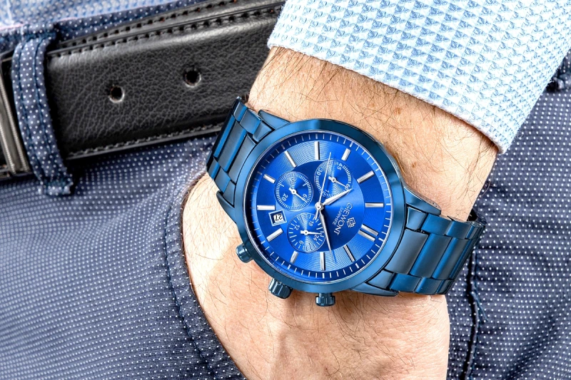 Zegarek Męski Giewont Chronograph Sapphire Niebieski GW8510-B4