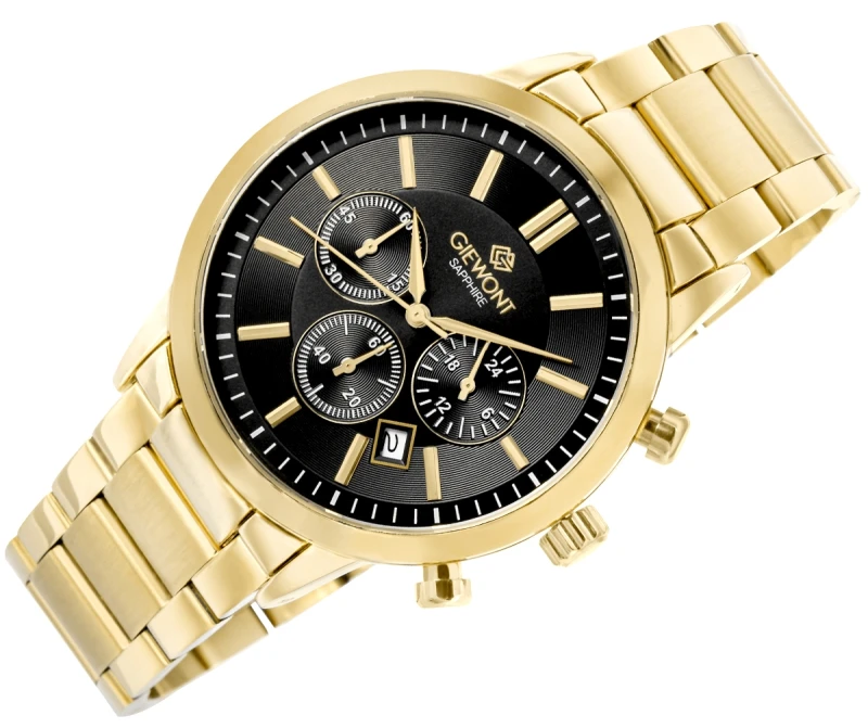 Zegarek Męski Giewont Chronograph Sapphire Złoto Czarny GW8510-B5