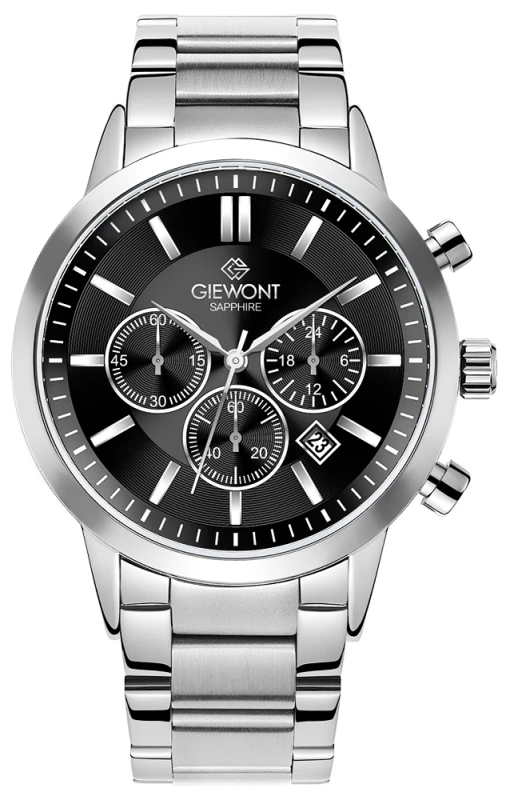 Zegarek Męski Giewont Chronograph Sapphire Srebrno Czarny GW8510-B1