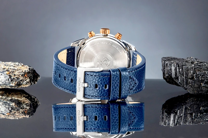 Zegarek Męski Giewont Chronograph Sapphire Srebrno Niebieski GW8810-A2