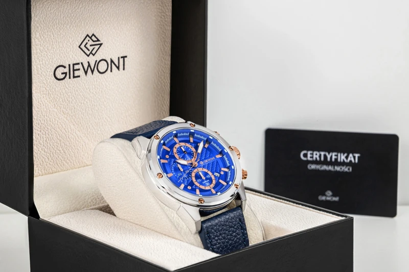 Zegarek Męski Giewont Chronograph Sapphire Srebrno Niebieski GW8810-A2