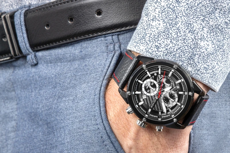 Zegarek Męski Giewont Chronograph Sapphire Czarny GW8810-A1