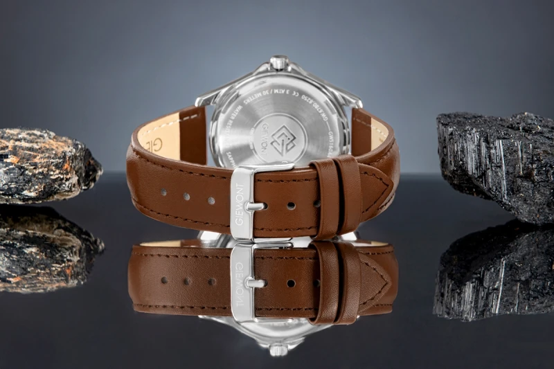 zegarek męski elegancki Giewont brązowy pasek skóra