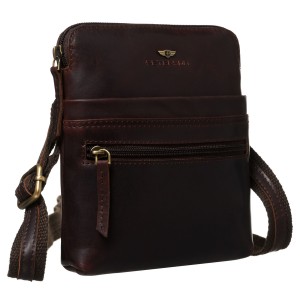 brązowa listonoszka męska skórzana Peterson 4 kieszenie