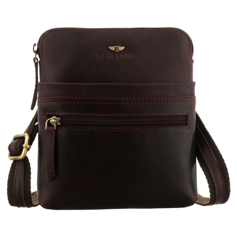 saszetka męska skóra naturalna brązowa Peterson na ramię