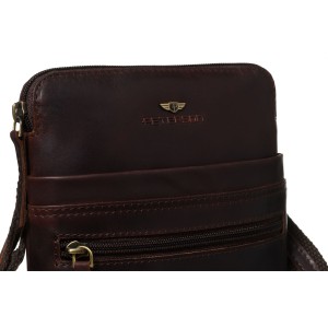 torba męska crossbody brązowa Peterson skórzana kompaktowa
