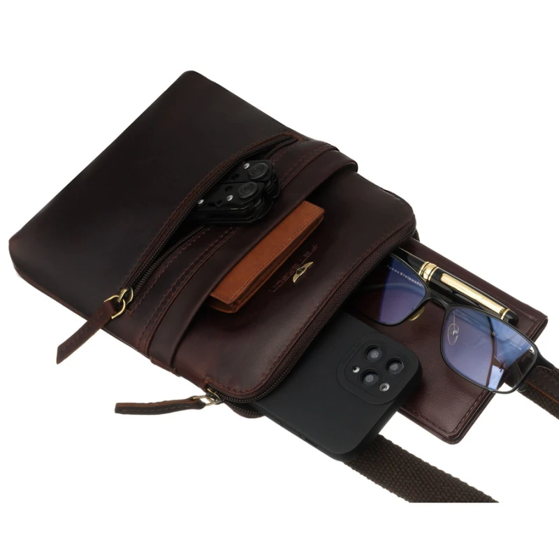 torba crossbody męska skórzana brązowa Peterson
