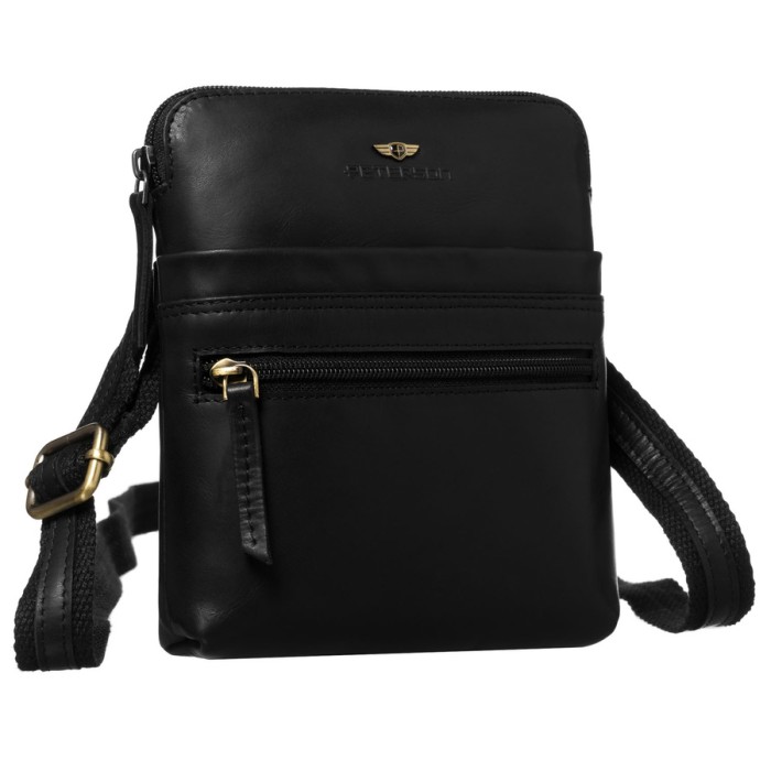 czarna listonoszka męska skórzana Peterson 4 kieszenie