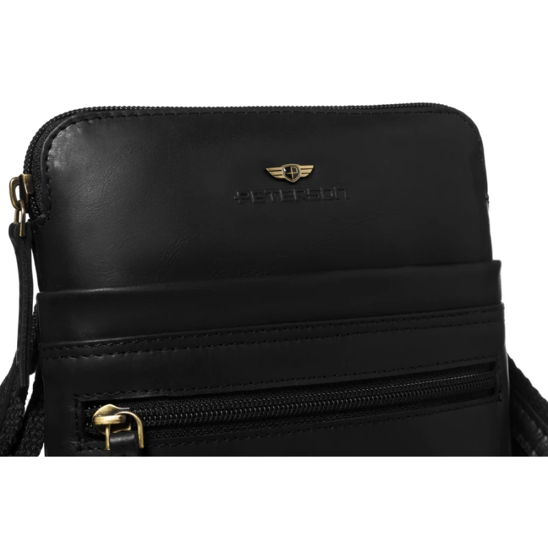 torba męska crossbody czarna Peterson skórzana kompaktowa