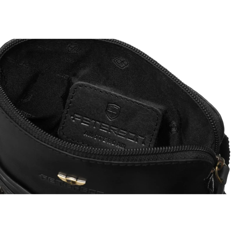 mała torba męska skórzana czarna Peterson organizacja