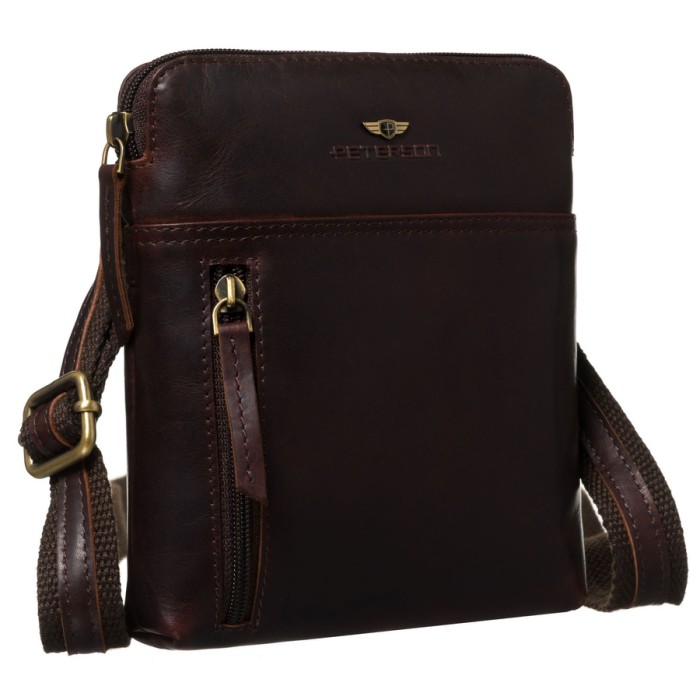 brązowa listonoszka męska skórzana Peterson saszetka na ramię