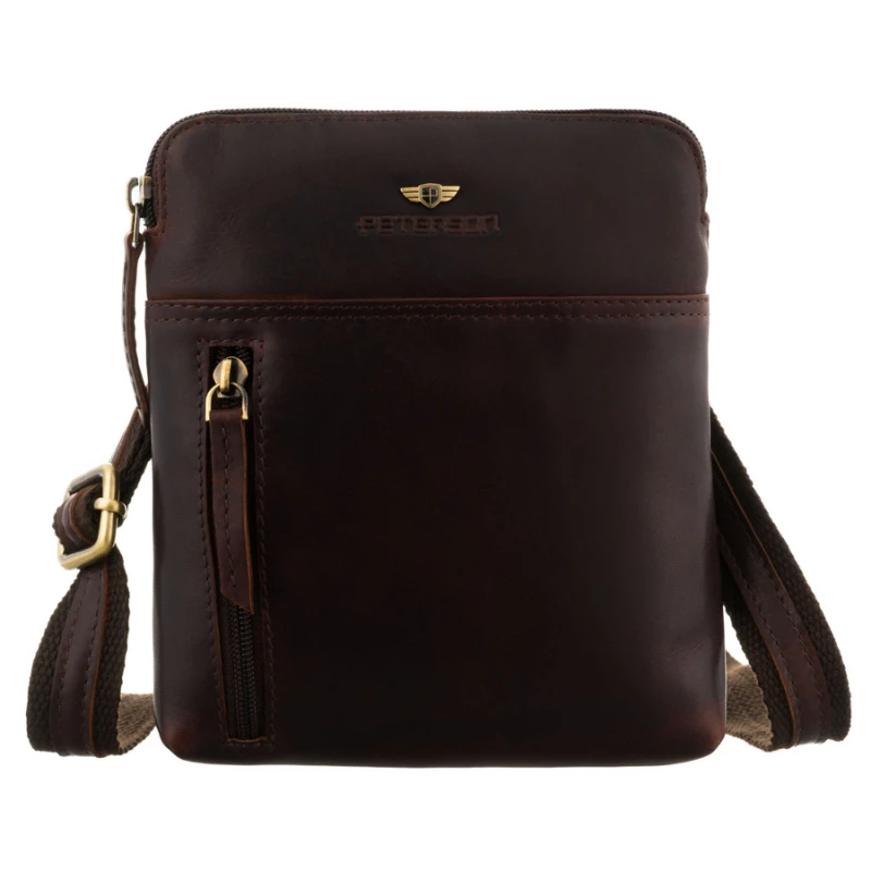 saszetka męska skóra naturalna brązowa Peterson crossbody