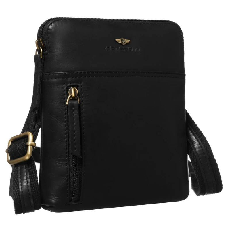 czarna listonoszka męska skórzana Peterson saszetka na ramię