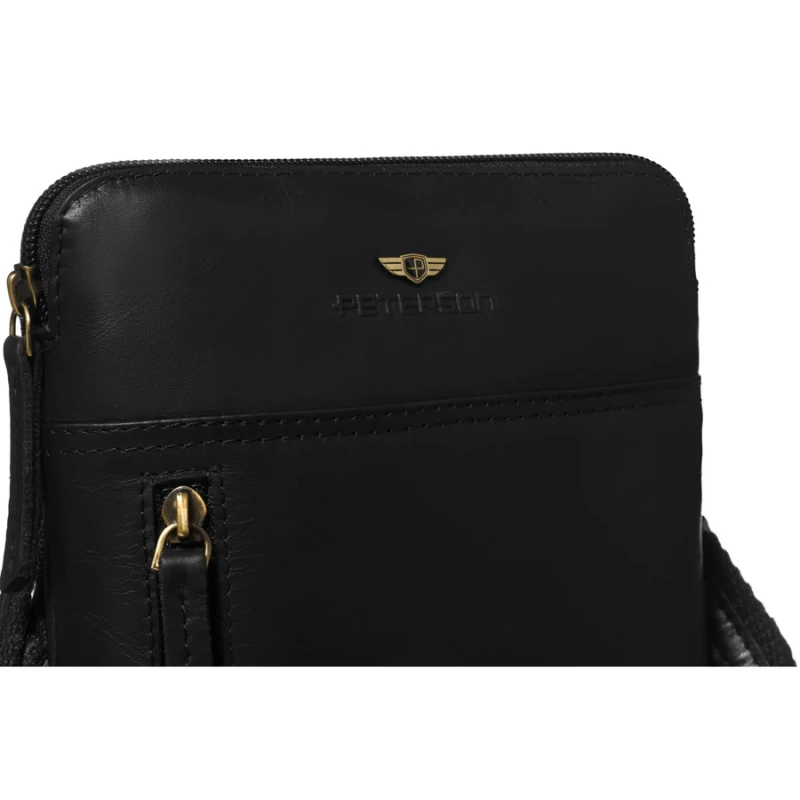 torba męska na ramię czarna skórzana Peterson mała