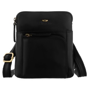 Skórzana listonoszka męska w czarnym kolorze, zawieszona na regulowanym pasku i zamykana suwakiem - Peterson