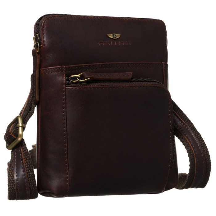 brązowa listonoszka męska skórzana Peterson saszetka na ramię