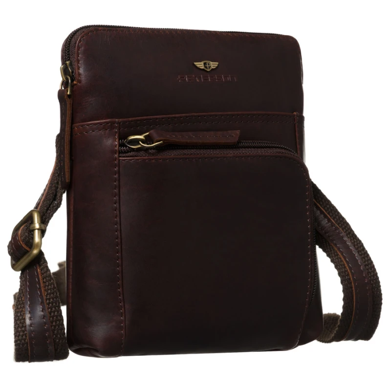 brązowa listonoszka męska skórzana Peterson saszetka na ramię